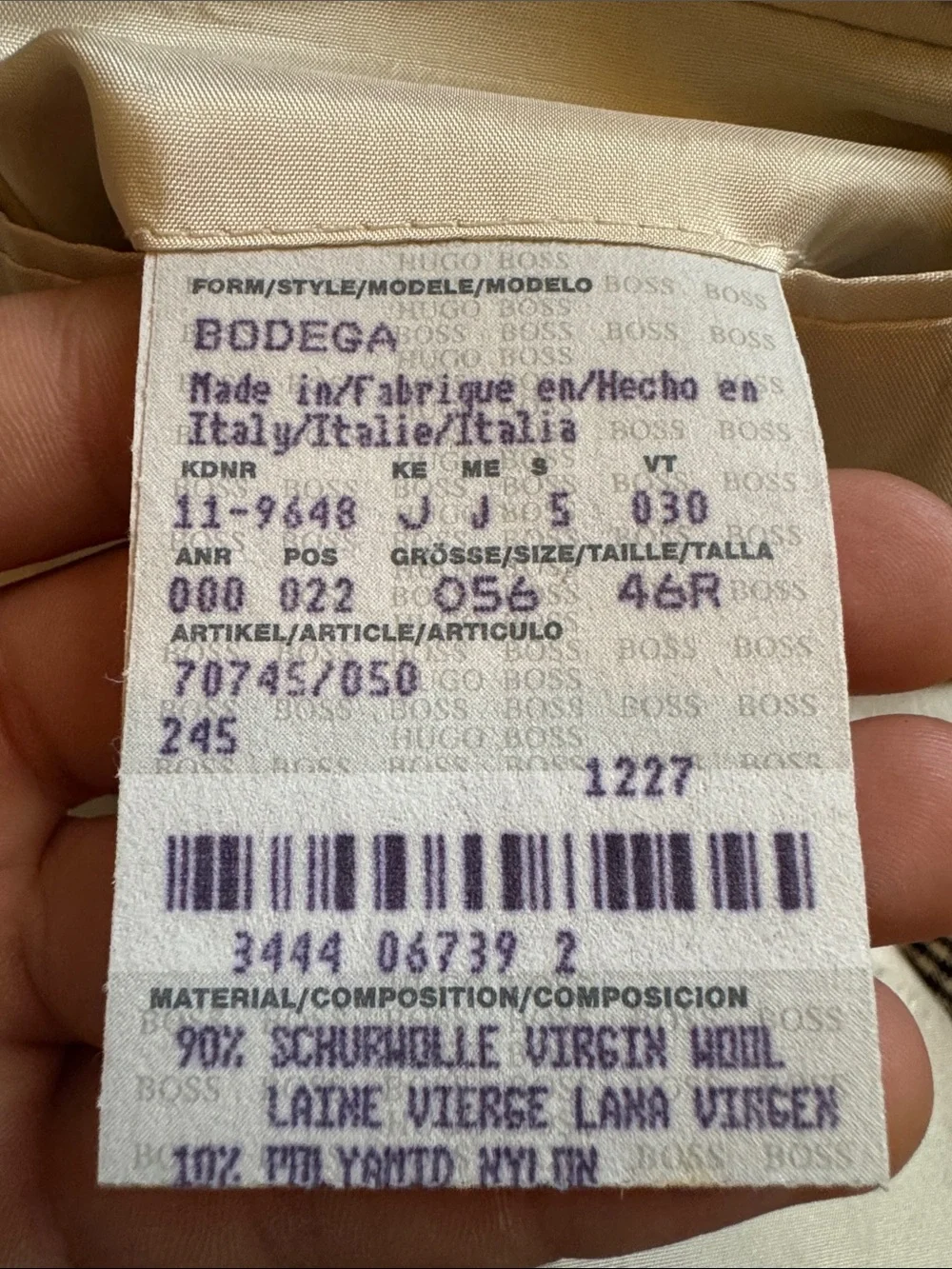 BOSS Hugo Boss Bodega Lightweight Black/White Check Lightweight Wool Blazer 46R